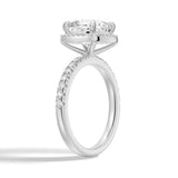 MSBLUE 1.5ct Cushion Cut Moissanite Engagement Ring for Women, D VVS1, GRA Certified, Halo Setting with Pavé Band,SIZE9