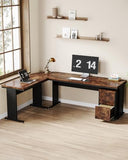 LITTLE TREE 83 Inch L-Shaped Office Desk with Drawers, Large Executive Office Desk