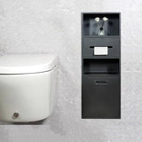 This Waterproof Recessed Bathroom with Built-in Trash Can