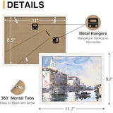 decorUhome Solid Oak Wood 8.5 by 11 Picture Frame, Display Pictures 6x8 with Mat or 8.5x11 without Mat, Wall & Tabletop Display Picture Frame, White, 1 Pack