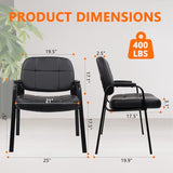 Big & Tall Waiting Room Guest Chair Comfortable Reception Chairs with Bonded Leather Padded Arm Rest for Office Reception