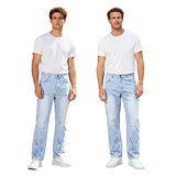 GINGTTO Mens Jeans Baggy Fit Casual Denim Light Blue 34W30L