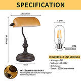 Liylan Banker Desk Lamp Touch Control, Vintage Banker's Desk Lamp with USB Port, 3 Way Dimmable Desk Lamps