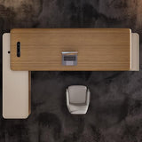 94 inch Modern L Shaped Executive Desk with 2 Drawers, Luxury Large Single Office Long Boss Desk