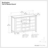 SIMPLIHOME Burlington 54" Wide Solid Wood TV Stand in Mahogany Brown
