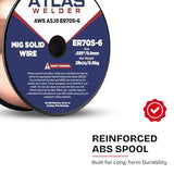 ATLASWELDER Solid MIG Welding Wire, ER70S-6 .035 Inch 2LB with Low Spatter and High Levels of Deoxidizers for All Position Gas Welding