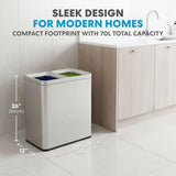 Simpli-Magic 70 Liter / 18.5 Gallon Rectangular Open Top Dual Compartment Recycling Trash Can