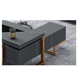 DQXWJZOTPO L Shaped Desk Blue Luxury Home Office Furniture Design Gold Computer Leather Table