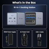 TobenONE 16-in-1 Laptop Docking Station Triple 4K Monitor with 150W Power Supply, 3 HDMI, 2.5Gbps Ethernet