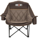 Overmont Oversized XL Camping Chair for Adults - 400lbs Support Heavy-Duty Padded Folding Chair with Side Pocket Cup Holder Cooling Bag for Outdoor Sports Garden Beach Fishing Lawn Khaki