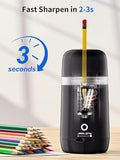 Electric Pencil Sharpener - Hands-Free Operation, 3 Sharpness Modes, 3-Second Sharpening