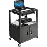 HONYTA AV Cart, Computer Steel Carts with Wheels and Power, Height Adjustable Rolling AV Carts, 18”X 30.8”X 42”, Black