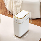 Pukomc Automatic Small Sensor Trash Can with Touchless Lid, 2.3 Gallon / 9L Smart Garbage Can, Quiet Close White Gold Waste Bin