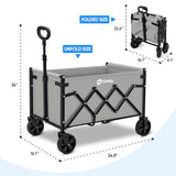 Sekey Wagon Cart with Wheels with 220LBS Capacity,Heavy Duty Wagon Carts Foldable with Drink Holders. Gray