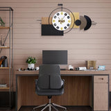 Anmotpe Luxury Modern Wall Clocks-Large Geometric Dial Wall Clock Battery Operated,Wood Metal Frame Big Clock Silent Non Ticking for Living Room, Bedroom,Kitchen,Office -42X21.6 Inch