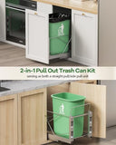 Pull-Out Garbage Holder, Under Sink Pull-up Kit with Soft-Close Slides, for Kitchen, Sink