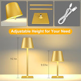 Yogaret 2 Pack Gold Rechargeable Table Lamps, Cordless Lamp with 6000mAh Battery Operated, Wireless Lamp for Restaurant