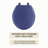 Toilet Seat, Navy - 17 Inch Soft Vinyl Cover with Comfort Foam Cushioning Achim Home Furnishings