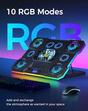 Laptop Cooling Pad, RGB Lights Laptop Cooler 9 Fans for 15.6-19.3 Inch Laptops
