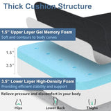 Shinnwa Gel Memory Foam Recliner Cushion for Elderly, Dual-Layer Foam Chair Pad, Extra Large Seat Cushion, 20 × 20 × 5in, Black