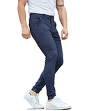 ALLELMS Mens Chinos Pants Slim Fit Stretch Vertical Striped Dress Pant Blue Formal Pants 30