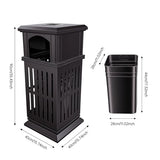 Commercial Outdoor Trash Can, Heavy Duty Stainless Steel Garbage Bin with Lock & Ashtray