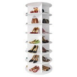 SpaceAid 7 Tier Rotating Shoe Rack Tower, Spinning Shoe Display Lazy Susan, Revolving 360 Shoe Rack Storage Round Carousel, Vertical Handbag Rotate Shoes Closet Organization (7-Tier White)