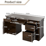 Large Executive Desk with Roman Column Design, for Boss Office Home Office 3 Drawers incl. File Drawer
