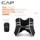 CAP 8LB Weighted Vest Black – Unisex Workout Vest with Reflective Stripes, Phone Pouch, and Adjustable Fit for Walking, Running, Cardio, Strength Training