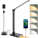 LED Desk Lamp with USB Ports, Touch Desk Lamps for Home Office with 5 Color Modes,3 Brightness Desk Light（with adapter）