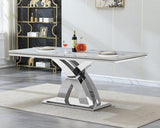 HomVent 68''Silver Faux Marble Dining Table Set with 6 Leather Chair