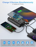 SOXONO Solar Charger Power Bank, PD 20W Fast Charging External Batter, 40000mAh Portable Phone Charger Built in 4 Cables with Dual Bright Flashlights for Camping, Hiking, and Outdoor Use (Black)