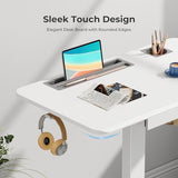 Mobile Standing Desk with Drawer, 28" Rolling Desk with Cup Holder and Hooks