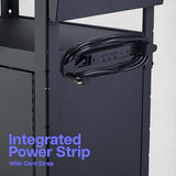 Adjustable Height Rolling AV Cart, Mobile Workstation With Drop Leaf Shelves