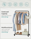 SONGMICS Clothes Rack with Wheels, Clothing Rack for Hanging Clothes, 25.4 mm Metal Garment Rack with Dense Mesh Storage Shelf, Black UHSR25BK