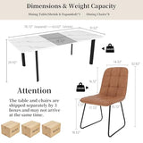 Extendable Dining Table Set for 6-8 People, 63 to 78.7 Inch MDF Kitchen Table with 8 Faux Leather Dining Chairs