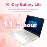 HP 14″Rose Gold Lightweight Laptop, with Office 365 & Copilot AI, Intel Processor, 4GB RAM Memory