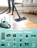 Zerpyor Steam Mop, 19 in 1 Detachable Steam Cleaner, 54OZ Tank, 10S Heat-up, Pressurized Deep Cleaning Steamer, 3-Level Temp & 221°F for Floors, Carpets, Tiles, BBQ grill, Car, Window (MINT GREEN)