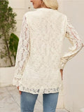 AUGCONE Long Sleeve Shirts for Women Lace Top Button Down Blouse(Apricot, M