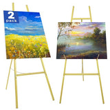 2 Pack Gold Easel Stand for Wedding Sign, Heavy Duty Metal Display Easel with Adjustable Chain