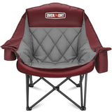 Overmont Oversized XL Camping Chair for Adults - 400lbs Support Heavy-Duty Padded Folding Chair with Side Pocket Cup Holder Cooling Bag for Outdoor Sports Garden Beach Fishing Lawn Red