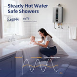 Tankless Water Heater, Novieex On Demand Water Heater Propane Gas, Up to 3.6 GPM, 86,000 BTU Instant Hot Water Heater with LED Display, Indoor Installation, 2-3 Point Use for Family Bathroom Kitchen