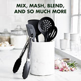 5 Piece Cooking Utensil Set, Flexible Nonstick Silicone, Stain-Free, Tongs, Turner, Spatula, Skimmer, and Slotted Spoon, Black GreenPan