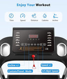CIIHI Treadmill with 15% Auto Incline - 350 LBS Capacity Foldable Treadmill with Incline and App - Walking Running Machine for Home, Black
