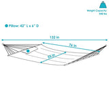 Sunnydaze Double Quilted Polyester Hammock with Detachable Pillow - 440-Pound Capacity - Tidal Wave