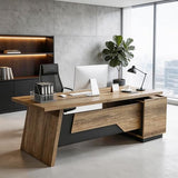 SAINTCY Executive Desk with Locking Drawer, 71"-78" L Shaped Desk