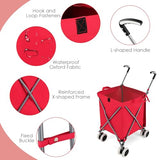 Goplus Folding Shopping Cart with Wheels, Grocery Cart with Removable Oxford Cloth Liner