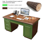 Solid Wood Computer Desk with 3 Drawers, Home Office Desk PC Laptop Study Table
