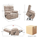 Power Lift Recliner Chair with Massage & Lumbar Heat, Big and Tall, Beige