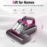 Vacuum Cleaner 15Kpa Bed Vacuum Cleaner 273nm UV-C Light & Ultrasonic Heating Tech 400W Handheld Vacuum Wide Suction Port BYHUME
